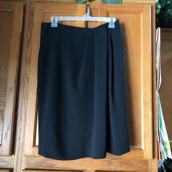 THEORY Gathered Side Crepe Silk Lined BRUNTON Skirt Size 10 Classic Business - Picture 3 of 12
